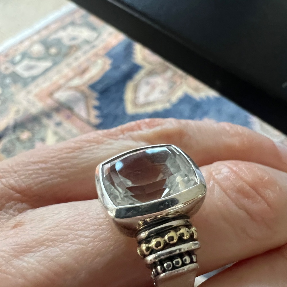 LAGOS Silver and Gold Ring with Clear Gemstone